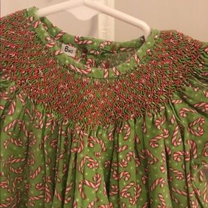 Cute Candy Cane Smocked Dress